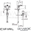 Cifial 31010HC.U Hexa Mono Bidet Mixer Tap Dimensions